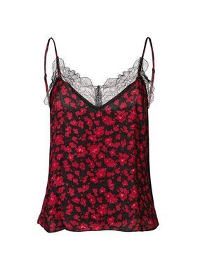 NWT!! Love Stories Camelia Spaghetti Strap Lace-Trim Cami Tank, M, Bordeaux